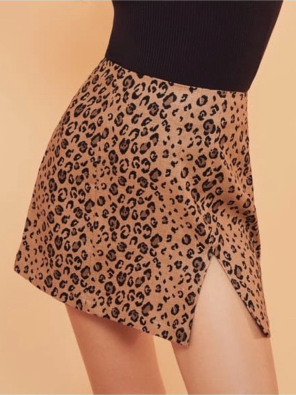 Reformation Leopard-Print Mini Skirt in Tan and Black